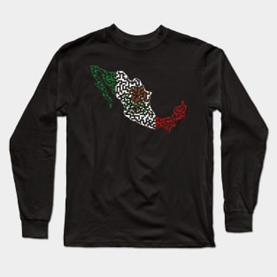 Mexico Outline Maze & Labyrinth Long Sleeve T-Shirt